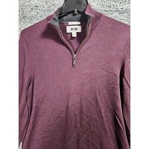 Joseph Abboud Long Sleeve Maroon Knit Pullover with 1/4 Zip  Side Slits Size L